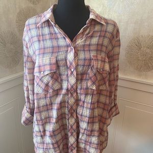 KUT plaid lightweight snap-up shirt